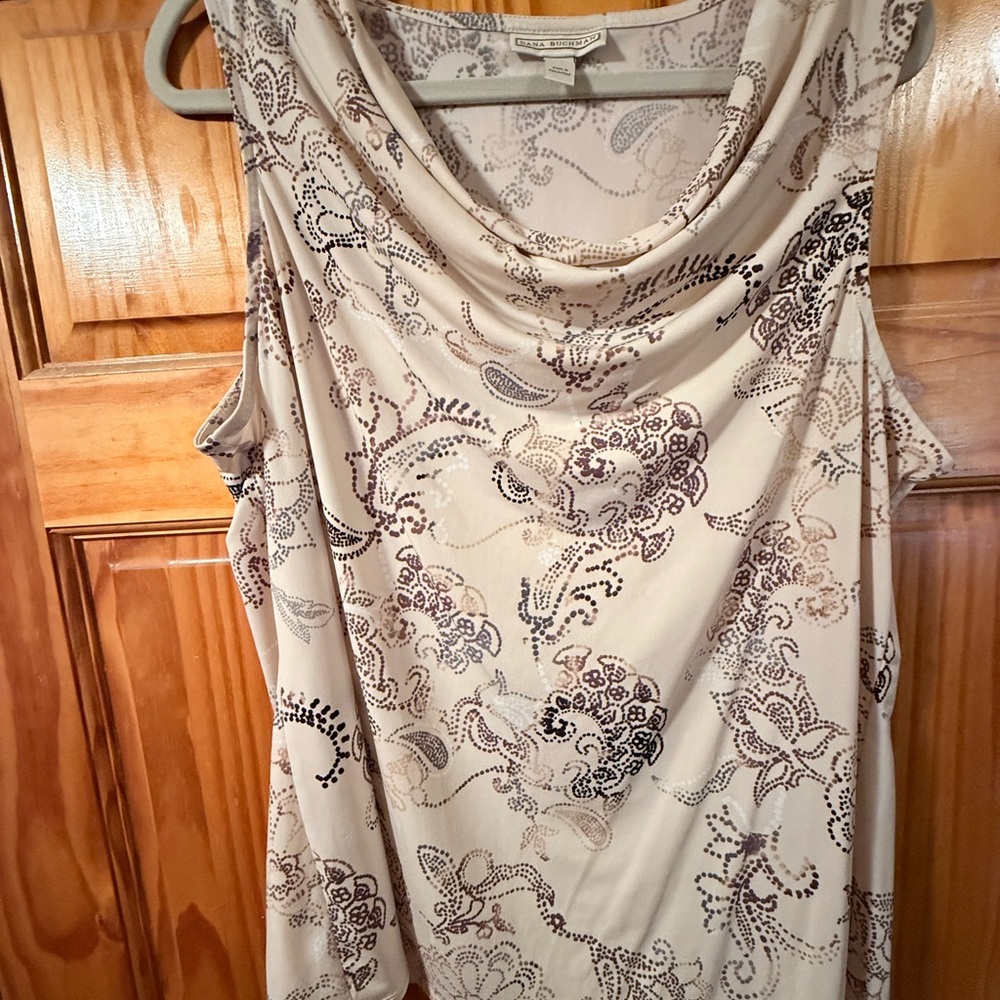 Dana Buchman Tan Sleeveless Draped Blouse